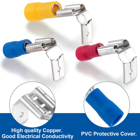 PAGOW 30 Pcs Piggyback Spade Connectors, 22-10 AWG Quick Disconnect Assortment Kit, Female/Male Crimp Terminals