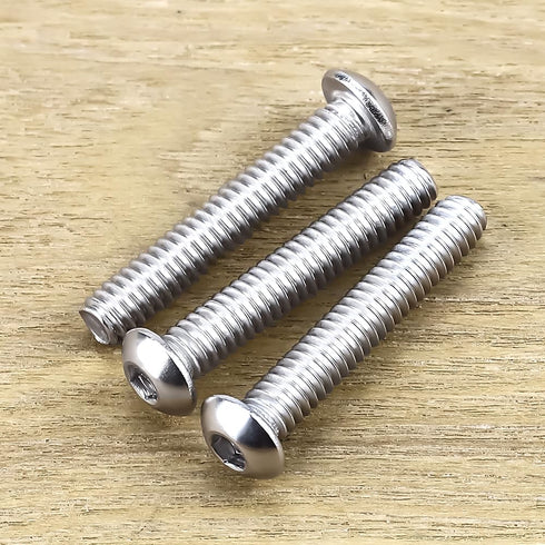 1/4-20 x 1-1/2" Button Head Socket Cap Bolts Screws, 304 Stainless Steel 18-8, Allen Hex Drive, Bright Finish, Pack of