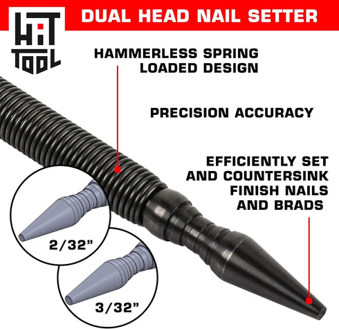 2/32" (#2) Nail Set & 3/32" (#3) Nail Set Combination Hammerless Spring Tool
