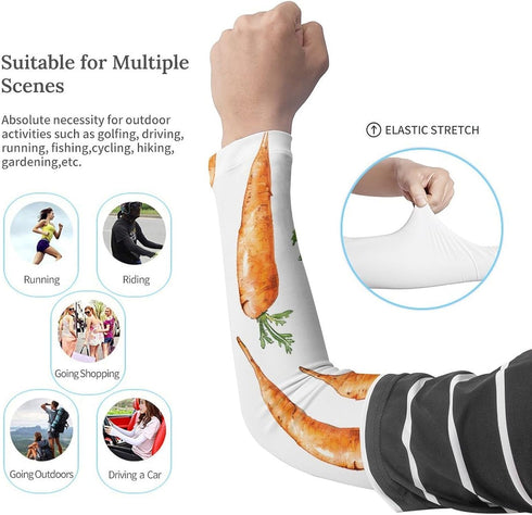 JTKBNVM 50+ Carrot Pattern Design Sleeves to Cover Arms Upf Cooling UV Sun Protection Sports Compression Sleeves