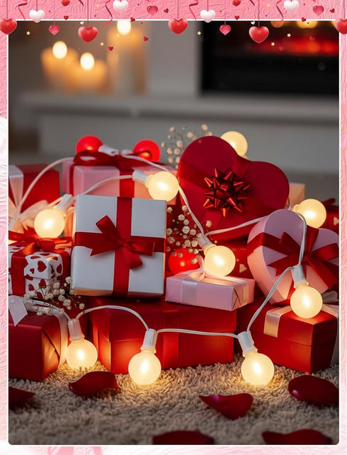 Xingzd G40 25Ft Bulbs, LED Valentines Day String Lights, Valentines Decorations Lights Outdoor with Frosted Red White