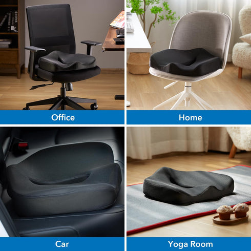 Tailbone Mount-It! Office Seat Cushion, Premium Comfort Chair Lumbar Support, Memory Foam, Gel Filling, Ergonomic