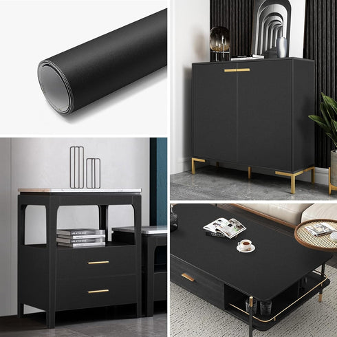 Matte Black Contact Paper, 16"x78.7" Waterproof Peel and Stick Wallpaper for Cabinets, Countertops, and Walls