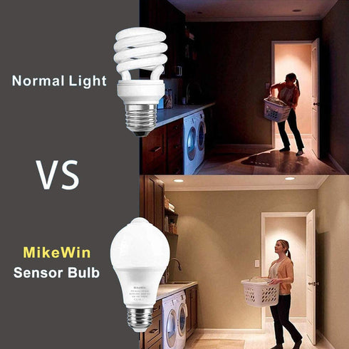 MikeWin Motion Sensor Light Bulbs, Outdoor 4 Packs, 13W (100W Equivalent) Security LED Bulb, E26, A19, 5000K Daylight
