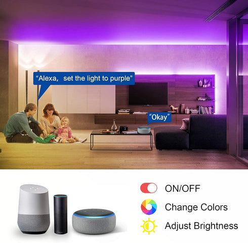 100 2 50ft VOLIVO LED Strip Lights WiFi FT, Compatible with Alexa and Google Assistant, Rolls of RGB Led Light Strip