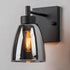 Kasiqilight 6 Inch Black Wall Sconce Light Fixture with Transparent Glass Lampshade, Industrial Metal Wall Flush Mount