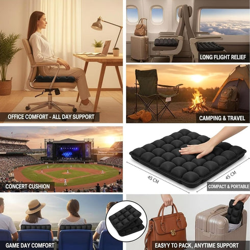 generic Portable Inflatable Cushion for Long Flights and Office Chairs - Anti-Slip and Adjustable