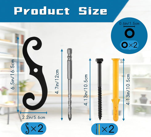 YEAROCK 6.3" Set (2) S Style Shutter Dogs Hardware, Metal Shutter Fasteners with Screwsl, Decorative Window Tieback