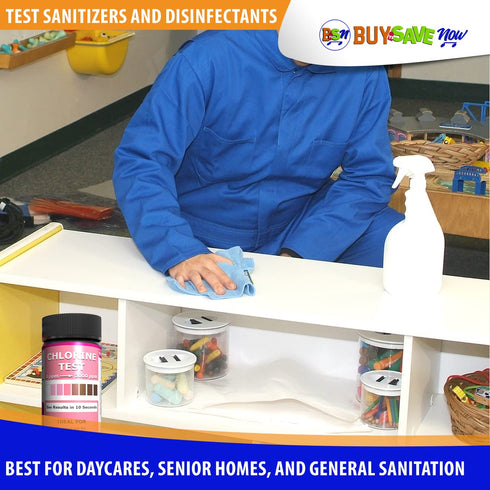 Industrial Active Chlorine Bleach Test Strips, 0-2000 Ppm Range for Sanitizer Disinfectants and Sanitizing Solutions