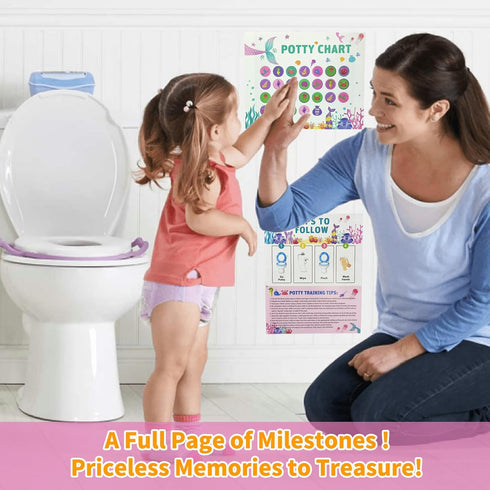 TSBSHum 18-Piece Potty Training Chart,Potty Training Sticker Chart for Girls,Made of Waterproof Paper,Helps Toddler