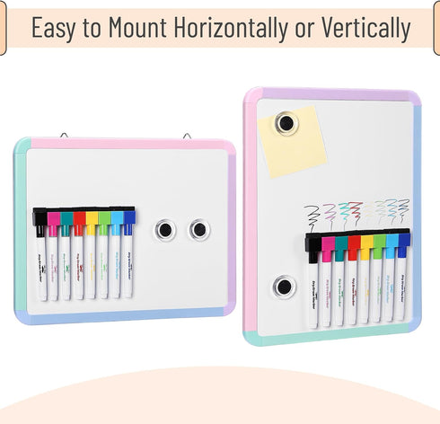 Mr. Pen Dry Erase Board, 12.5" x 9.5" with 8 Markers and 2 Magnets, Small Magnetic White Board
