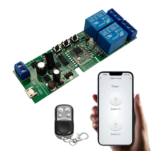 Jane Eyre Tuya Smart ZigBee 2 Channel Smart Relay, 433 RF Remote Control, for Alexa Google Home