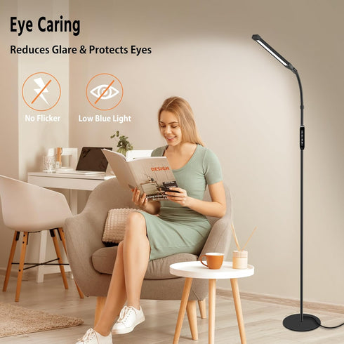 Qumusaa 15W 3000K-6000K Dimmer, 360 LED Floor Lamp with Stepless Adjustable Colors and LEDs Lash Lamp Tattoo Light