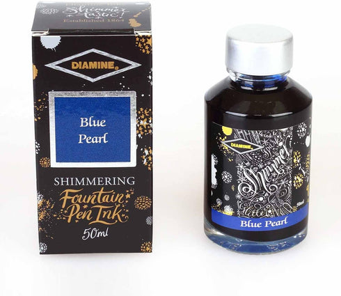 Diamine Fountain Pen Bottled Ink, 50ml - Shimmering Blue Pearl