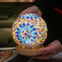 3 Dimming (style2-blue) Romantic Night Light, Nordic Style Mosaic Glass Table Lamp Rechargeable Bedside Lamp Color