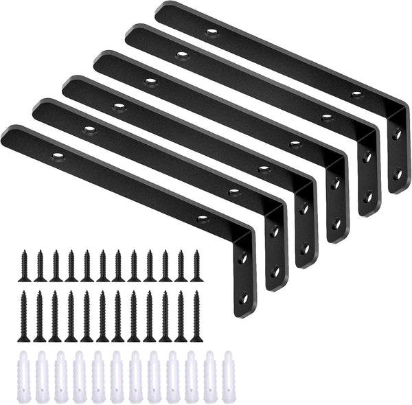LSK 6PCS L Bracket, 6"2"(15050mm) Shelf Support Corner Bracket for Wooden Board,