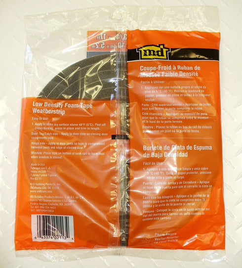 M-D Building Products 2113 Low Density Foam Tape, 1/2-by-3/4-Inch by 17 Feet, Gray