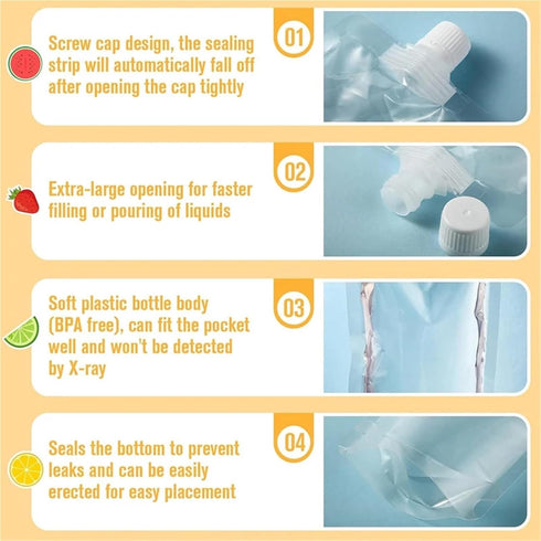 Yiodauh 50 Package Nozzle Pouch(300ml) Alcohol Pouches Pcs Transparent Plastic/Aluminum Foil Liquid Bags Juice Beverage