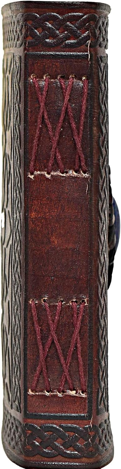 Cuero 3 Moon Blue Lapiz Embossed Vintage Leather Journal | 240 Pages of Antique Handmade Deckle Edge Vintage Paper