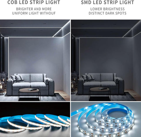 5V 2Pack 3.28FT Dimmable ZSLAIFU LED Strip Lights, White USB LED Light Strip, Cob LED Strip Light, High Brightness