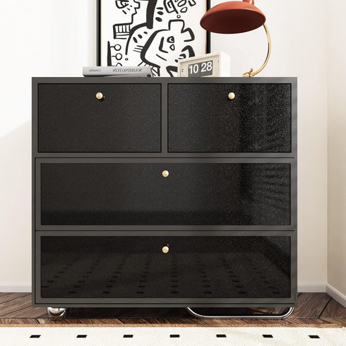 Glossy Black Contact Paper, 15.75" x 118", Peel and Stick Shiny Glitters Self Adhesive Removable Wallpaper for Kitchen