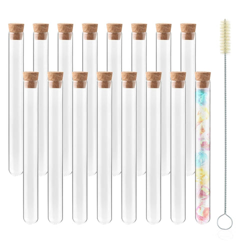 Glass Test Tubes Bulk 50PCS, 16x150mm (20ml) with Corks and Brush, TTGS02A50