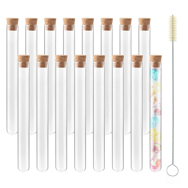 Glass Test Tubes Bulk 50PCS, 16x150mm (20ml) with Corks and Brush, TTGS02A50