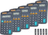 Basic Calculator Dual Power, 8 Digit Desktop Calculator (Black, Set of 5)