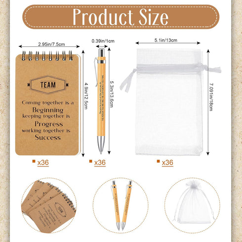 Fulmoon 108 Pcs Employee Appreciation Gifts Set, Team Gifts with 36 Notepad, 36 Retractable Pen, 36 Organza Bags