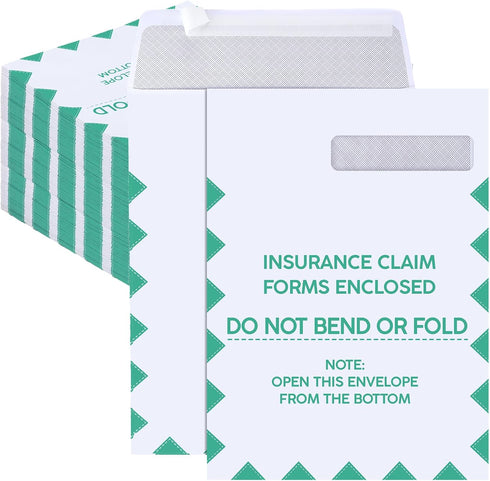 Gueevin 100 Pcs CMS 1500 Claim Forms Envelopes Large Security Window Envelopes for Insurance Claim Mailing