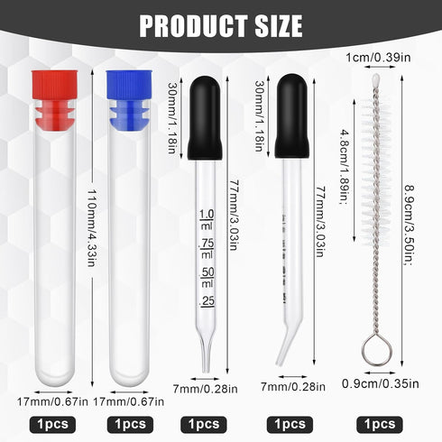 2pcs 1ml Eye Dropper, Glass Pipette with Measurements Bent & Straight Tip Eyedropper Calibration Liquid Dropper with Cleaning Brush Rubber Head for Medicine Oil Laboratory Feeding (Black)