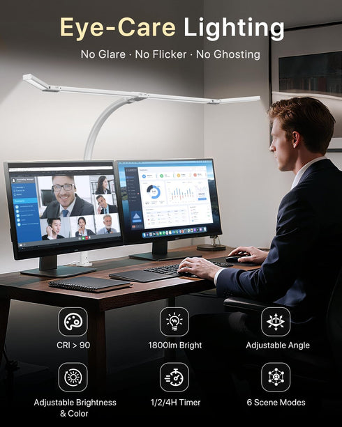 42" 4-Segment 1800LM ONEMIX LED Desk Lamp with Clamp, Architect Desk Light with Remote, Adjustable Bar, Bright