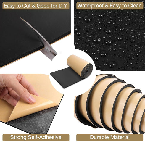 (12" 1/2" 59" Sponge Neoprene Foam Padding Rubber Sheets with Adhesive Foam Sheet Closed Cell Insulation Neoprene