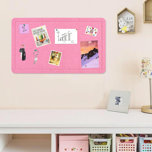 Pink 28"x16" Large Cork Board with 50 Push Pins & Sticky Notes, Self-Adhesive Bulletin Board for Wall, Felt Pin Board