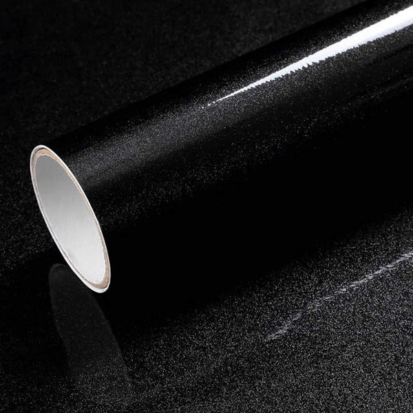LACHEERY Glossy Black Contact Paper, 15.8"x80" Peel and Stick Wallpaper for Kitchen Cabinets and Bathroom Countertops