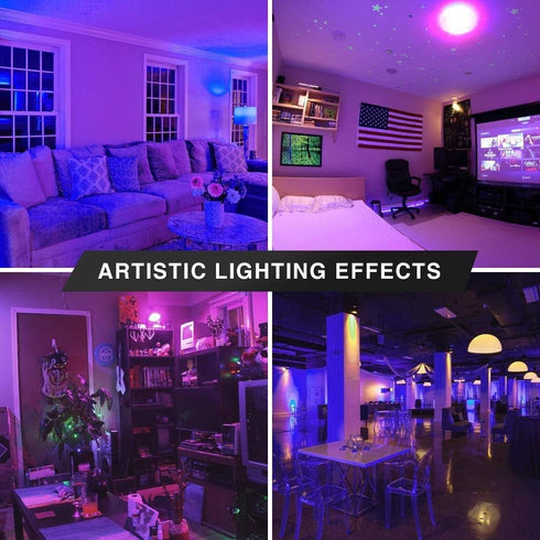 Bluex Bulbs 2 Pack LED Black Light Bulb, 9W A19 E26 Blacklight Bulb for Body Paint, Glow in The Dark