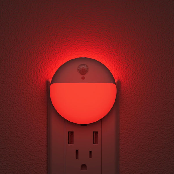 YUNLEX 2 Pack Plug in Red Sleep Night Light with Motion Sensor and