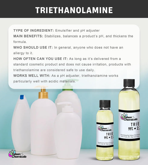 125 mL 99% Triethanolamine (Tea) for Cosmetics pH Balancer, Surfactants DIY Skincare and Cosmetic Products by Talsen
