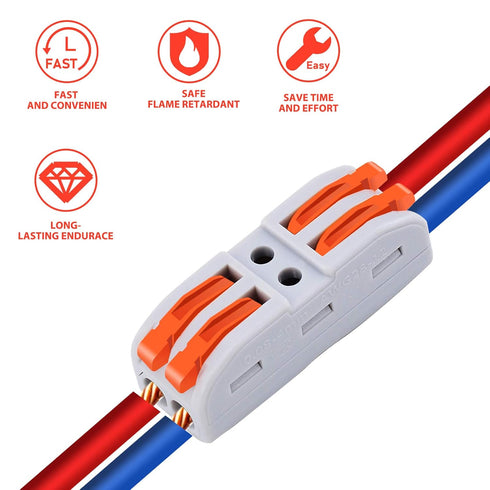 Nineleaf 20PK Push Quick Wire Connectors, Electrical Cable Connectors for Cables from 28 to 12AWG, Max 32A 600Volt