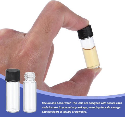 PATIKIL 100 Pack Clear Glass Vials, 2ml Sample Vials with Screw Cap, Leak-Proof Liquid Media Bottle
