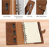 FYY Leather A5 6 Ring Binder Notebook, PU Leather Refillable with Pockets, Dividers, Refill Paper, Brown