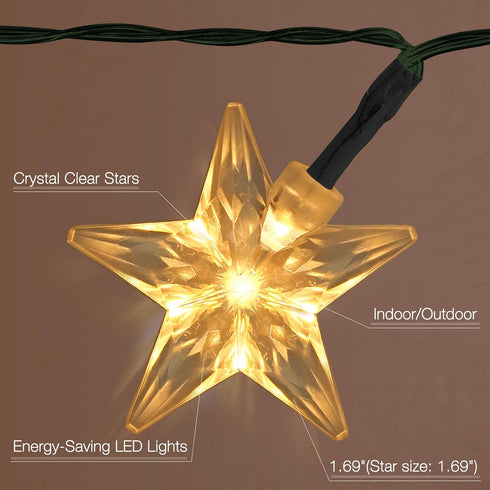 50 30.67FT 8 LED Solar Star Lights Outdoor, Star Twinkle Lights Outdoor Waterproof with Modes, Solar Powered String