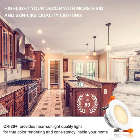YGS-Tech 2 Inch Dimmable LED Recessed Lighting Downlight, 3W (35W Halogen Equivalent), 3000K Warm White, LED Ceiling