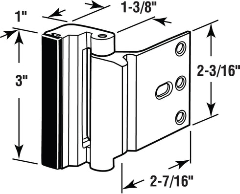 10827 3 Pack) Prime-Line U Door Reinforcement Lock Add Extra, High Security to your Home and Prevent Unauthorized Entry