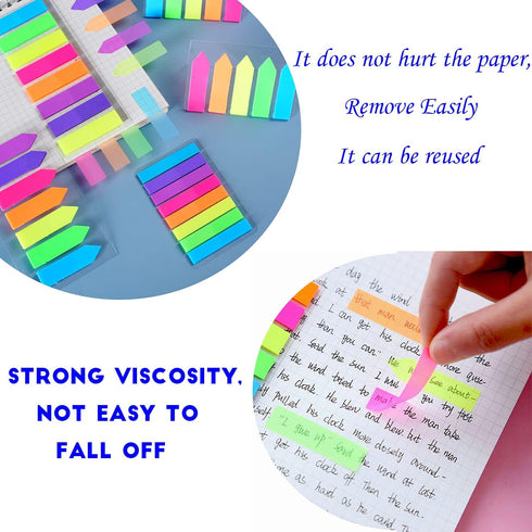 Sticky Notes Flags 1120 Pcs, 7 Color Index Tabs Bright Colors Page Index Stickers for Bookmarks