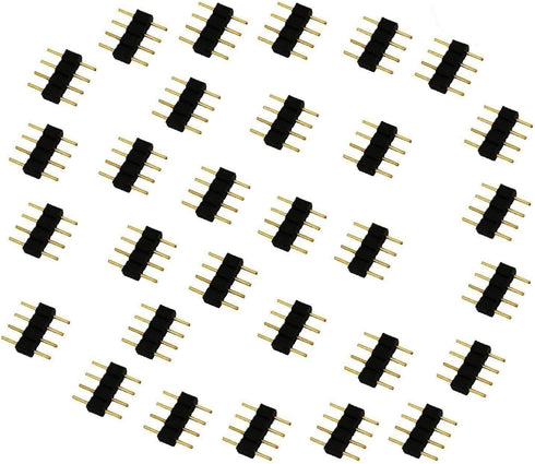 30pcs Male to Male LED Strip Connector Adapter Plug for SMD 5050 3528 2835 RGB Flex LED Tape Light (Black)