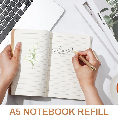 Zhanmai 10 Pcs A5 Journal Refill, 5.5 x 8.2'' Hardcover Notebook Refill, 200 Pages for Office School Writing