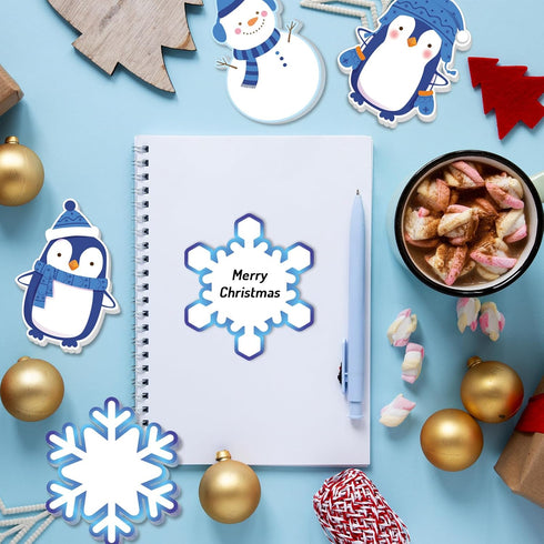 Whaline 24Pcs Christmas Sticky Notes, 12 Designs, Winter Cartoon Self-Stick Notepads for Xmas Work Study