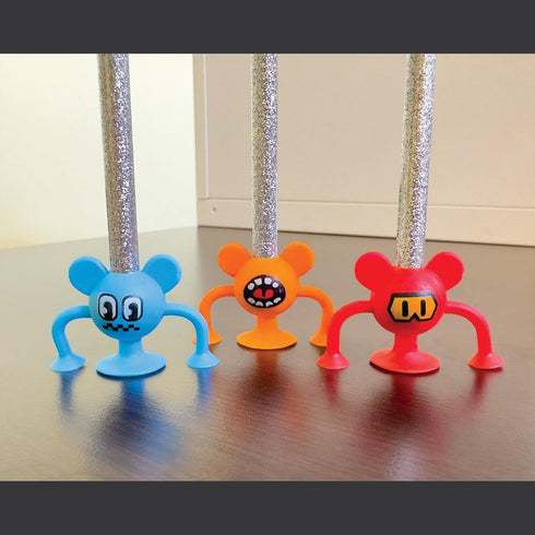 Raymond Geddes Suction Monster Pencil Stand (24 Pack) - Colorful Desk Pet for Kids, Cool School Supplies