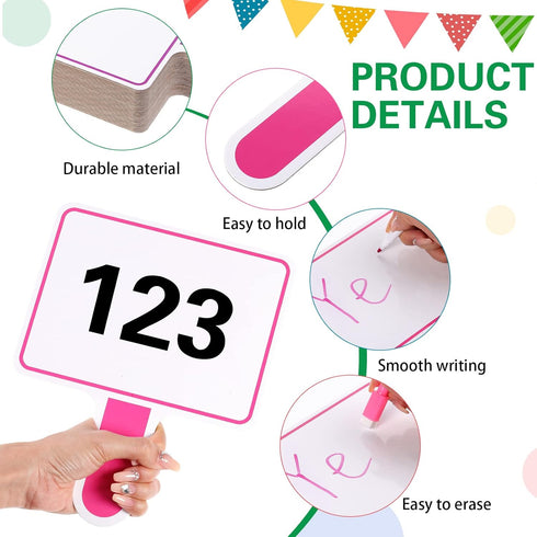 Crtiin 80 Pcs Colorful Dry Erase Paddles Set, 40 Pcs Double Sided Handheld Whiteboard for Students